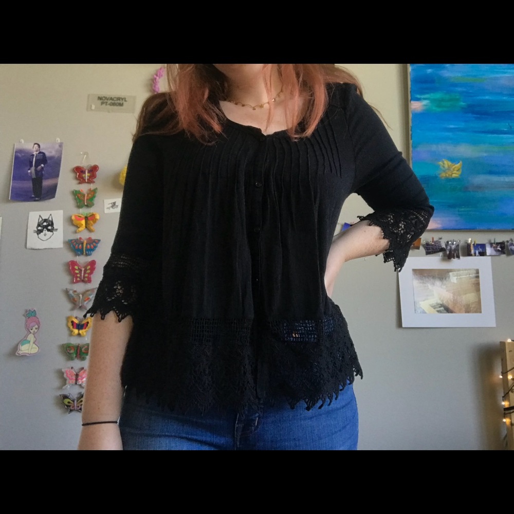 Boho style button front blouse